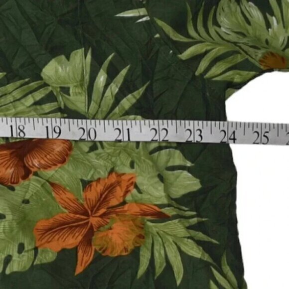 STOKED Hawaiian Short Sleeve Shirt Button Down Green Orange Crinkle Size XL - Picture 7 of 8